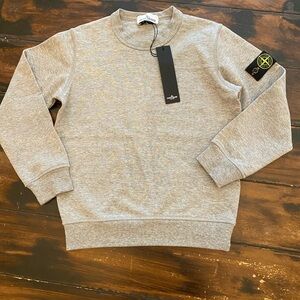 Stone Island Light Grey Crewneck Sweatshirt with Compass Patch